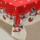 Snowman Snowmen Snow buddies Snowbuddies Vintage Christmas Tablecloth
