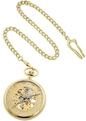Stuhrling Original Men's 617.PK331 Special Reserve Montres De Poche Avignon Mechanical Skeleton Goldtone Pocket Watch