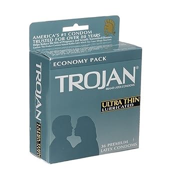 Trojan Ultra Thin Latex Condoms, Primium Lubricant, 36-Count 