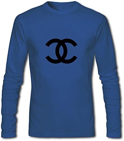 XHING Chanel Men's Design Print Crew Neck Cotton Long sleeves Tee shirts TShirt XX-Large Blue