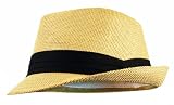 Fedora Hat - Natural Color Straw with Black Band