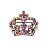 Vintage Style Crown Brooch Pink Crystals 1.5x1.75