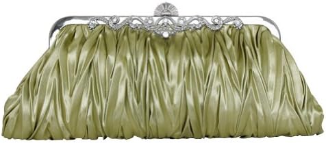 Colory Bridalmaid Wedding Formal Party Army Green Silk Clutch Carry Bag