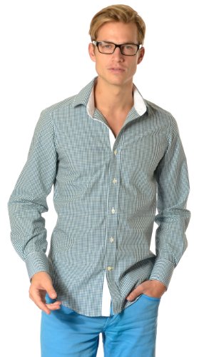 Grun-blau kariertes Designer-Freizeithemd mit 