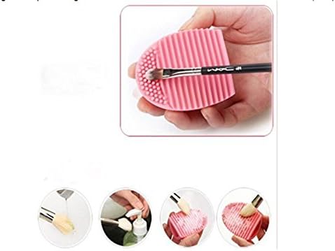 Cleaning MakeUp Washing Brush Silica Glove Scrubber Board Cosmetic Clean Tools (Pink)