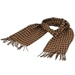 NEW SOFTER THAN CASHMERE 2 TONE LARGE HOUNDSTOOTH LONG FRINGE SCARF SHAWL WRAP 72X12 BROWN
