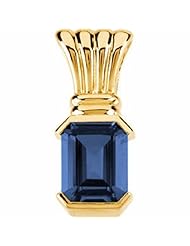 18K Yellow Gold Emerald Cut London Blue Topaz Pendant -- LIFETIME WARRANTY