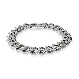 Eve's Addiction Mens Stainless Steel Curb Link Bracelet