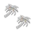 Sterling Silver Earring in Lab Created Opal - Palm Tree -Earring Height: 18mm
