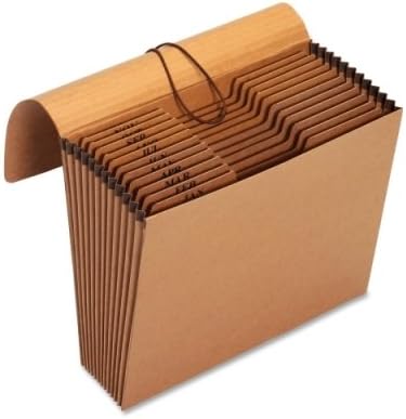 Globe-Weis Kraft Expansion Files, Flap with Elastic Cord Closure, 12 Monthly Pockets, January to December, Letter Size (ECD1817M)