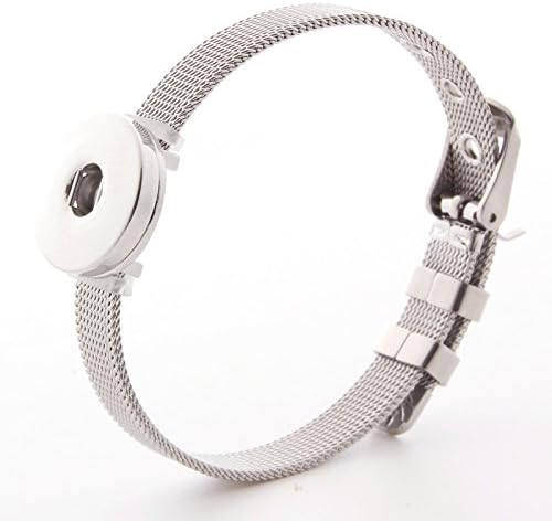 Generic Stainless Steel Bracelet Fit DIY Snap Button Charms 21cm Pack of 2
