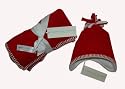 Tuppence and Crumble soft fleece Red tassle hat and matching blanket