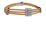 18K Rose Gold Multi-Strand, Hand-Woven Mesh Bracelet, Designed With Three Bar White-Gold Stations, Enhanced With Pave Set Diamonds. ( GH-Color, SI-Clarity; c.t.tw.0.60 CT ).