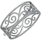 14K White Gold Diamond Bangle Bracelet