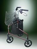 DELUXE ULTRALIGHT 3-WHEELS ROLLATOR WITH BRAKES & 8 WHEELS & TOTE BAG
