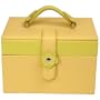 Paylak TS2650YELLOW Leather Jewelry Case with Yellow Lime Trim Flower Buckle
