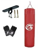 New 4ft RED Rexion Leather boxing punchbag , punch bag with ceiling hook