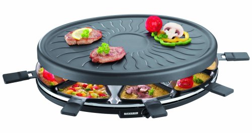 Severin RG 2681 Raclette-Partygrill, schwarz / 8 Pfännchen / 1100 W