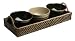 Pomerantz Set of 3 Ceramic Serving Bowls In A Rattan Caddy