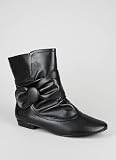 Leatherette Bow Side Ankle Boot