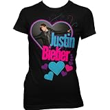 JUSTIN BIEBER YOUTH SHIRTS - JUSTIN BIEBER YOUTH T-SHIRTS - SPARKLE HEARTS! WOW! - EXCLUSIVE! - GLITTTER LETTERS!