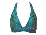 Guess Teal Halter Bra Swimsuit-top w/Sequins L