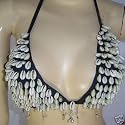 BLACK KAURI / SHELL BEADED BRA TOP S M L XL - 1 SIZE