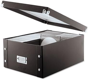 Ideastream Storage Box, CD, 10-1/4"x13-3/4"x6", 60 CDs, Leather Like, Black