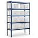 Storage Bay with 12 Plastic boxes with snap fit lids.  Overall size 2060h x 900w x 450mmd.
