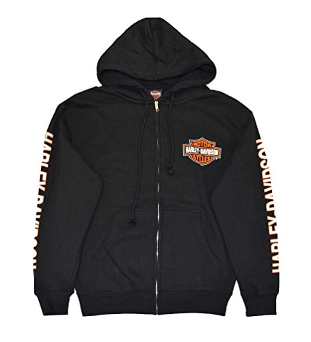 Harley-Davidson Men's Hooded Sweatshirt, Bar & Shield Zip Black Hoodie 30299142