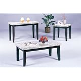 3 Pc Ivory Marble Top Coffee Table , End Table & Sofa Table Set