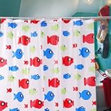Polyester Shower Curtain + 12 Hooks Rings, CARTOON FISH