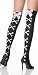 Leg Avenue Nylon Stockings W/Crossbones Print And Satin Bow 9047(BLACK/LIGHT PINK,One Size)