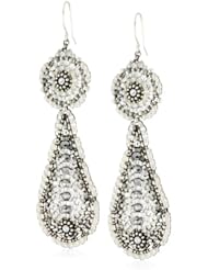 Miguel Ases Pyrite Bead and Sterling Silver Contrast Station Earrings