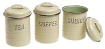 Typhoon Vintage Kitchen Small Canisters with Matching Lids, Set of 3, Vintage Cream