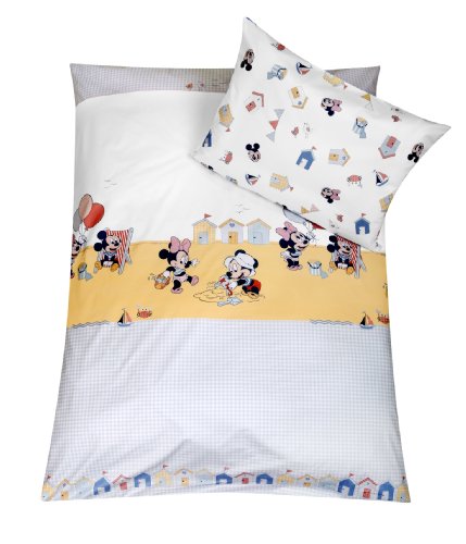 Julius Z&ouml;llner 8510112040 Bettw&auml;sche 100 x 135 cm und 40 x 60 cm, Mickey und Minnie Seashore