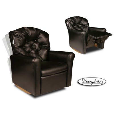Classic Black Leather Like Kids Recliner