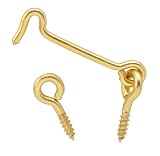 Crown Bolt 62567 1-1/2-Inch Solid Brass Hook and Eye, Gold, 4-Pack