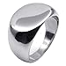 KONOV Polished Stainless Steel Band Oval Signet Men's Ring , Color Silver