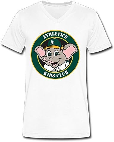 QINQING Oakland Athletics Art Men's White Small V Neck T-Shirt