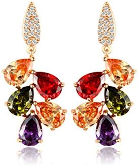 Dream4girls 2014 New Anniversary Real 18k Yellow Gold Plated Colorful Swarovski Crystal Women Earrings Jewelry