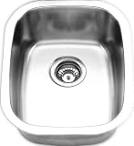 Yosemite Home Decor MAG1512PS 18-Gauge Stainless Steel Undermount Bar Sink, 15-by-12-5/8-by-7-Inch, Pearl Satin