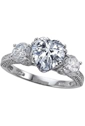 Star K 8mm Heart Shape White Topaz Ring