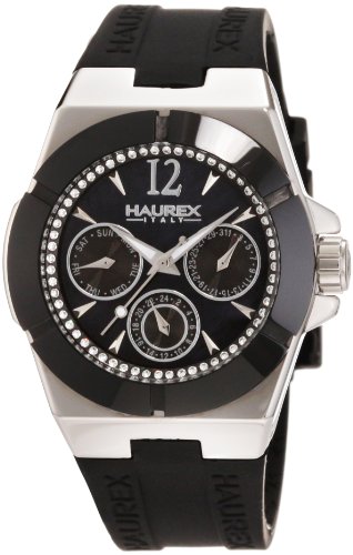 Haurex Italy Women's 1A340DNM Yacht Black Ceramic Mother-Of-Pearl Crystal Watch
