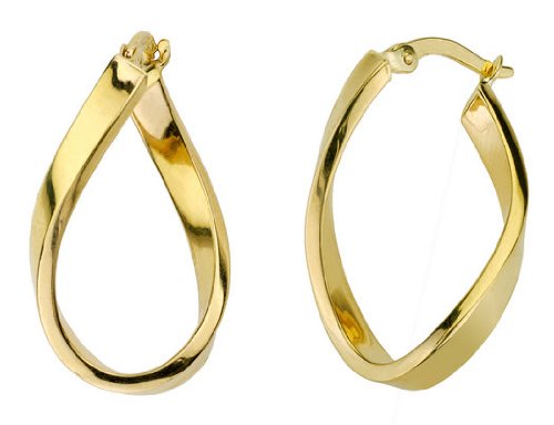 Twisted Hoop Earrings in Yellow Gold