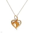 Heart Necklace With 1.13ctw Precious Stones - Genuine Citrine and Topaz Beautifully Crafted in Yellow Gold Length 18in