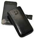 Original Suncase Ledertasche (Lasche mit R&uuml;ckzugfunktion) f&uuml;r iPhone 4 / iPhone 4S in schwarz