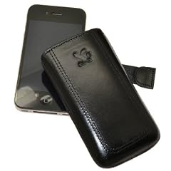 Suncase Ledertasche (Lasche mit R�ckzugfunktion) f�r Iphone 4 / 4S schwarz