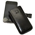 Original Suncase Ledertasche (Lasche mit R�ckzugfunktion) f�r iPhone 4 / iPhone 4S in schwarz