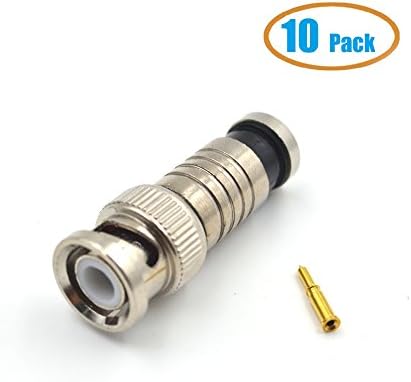 Woshida 10 Pack BNC Male Compression Coax Connectors 75oHm RG59
